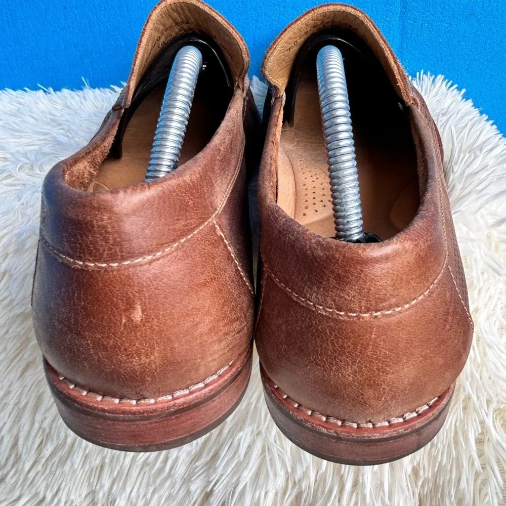 Tommy Bahama Felton nubuck perforated leather slip-on shoes in a brown